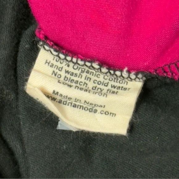 Adria Mode Bohemian Black Multicolour Organic Cotton Aline Short Dress Large - Picture 8 of 10